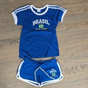 Blue Brasil Rio de Janeiro T-Shirt and Shorts Set